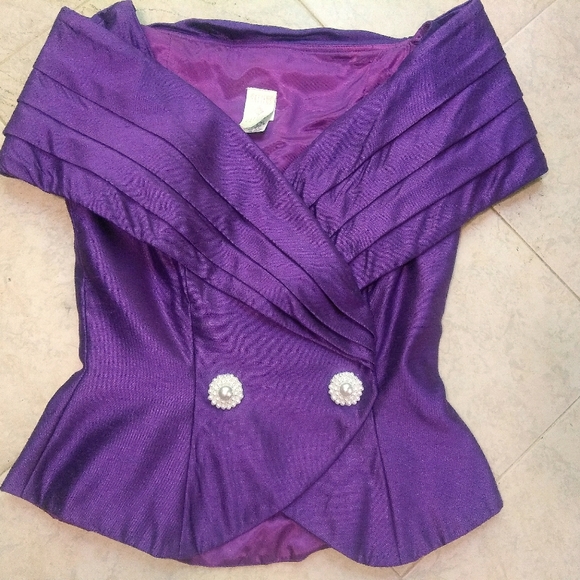 Vintage Glamour WATTERS 2pc 80s Royal Purple Evening Suit🔥VTG Skirt Set - Picture 15 of 15